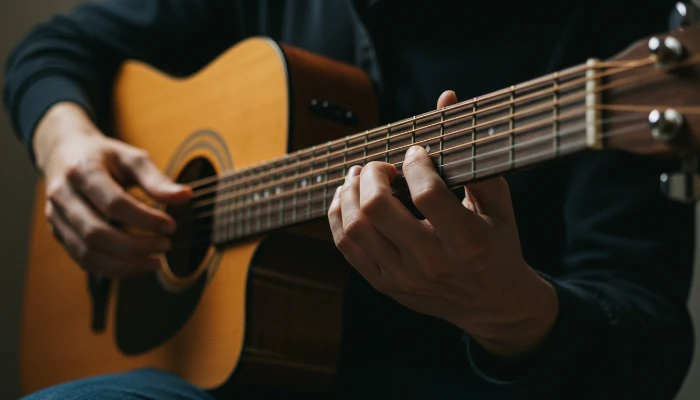 músico tocando violão aço